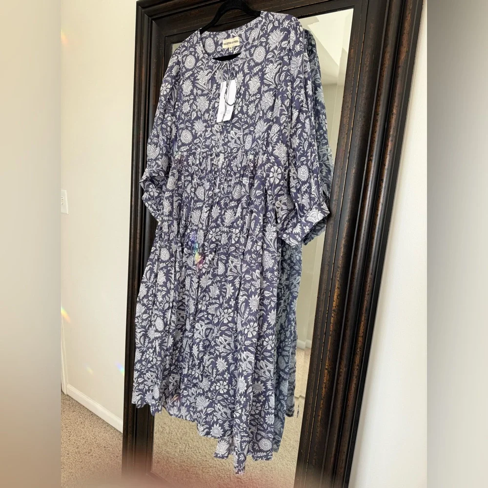 NWT Daughters of India Kyra Midi Dress ~ Blue Iris XXL (12-14) - Picture 3 of 15